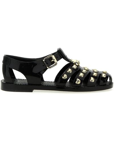 Moschino Teddy Bear-embellished Caged Sandals - Black