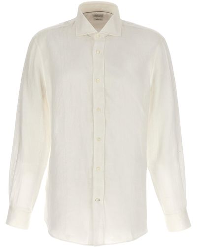 Brunello Cucinelli Linen Shirt Shirt, Blouse - White