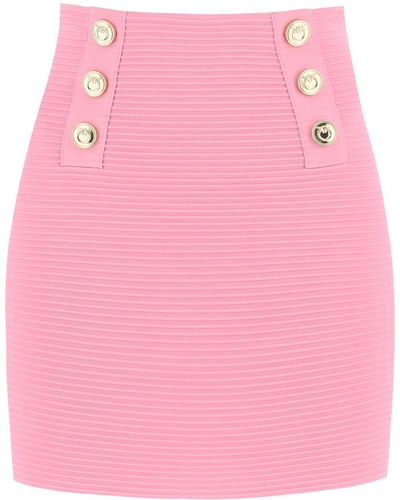 Pinko Cipresso Mini Skirt With Love Birds Buttons - Pink