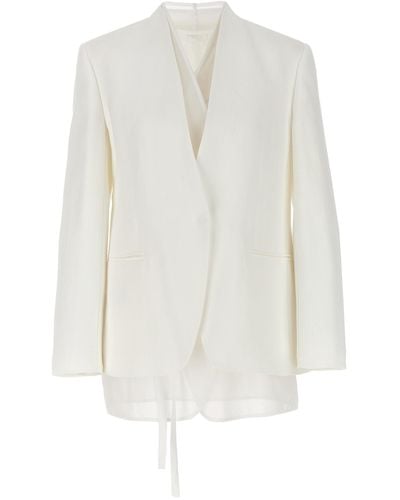 Brunello Cucinelli Single-breasted Organza Insert Blazer Blazer And Suits - White
