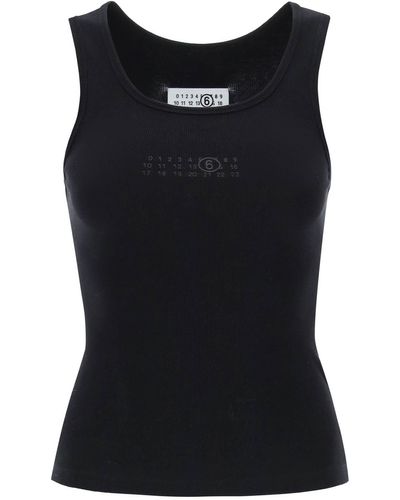 MM6 by Maison Martin Margiela Tank Top With Numeric Logo - Black