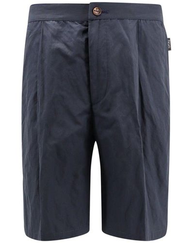 Hevò Cotton And Metal Bermuda Shorts With Pinces - Blue
