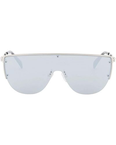 Alexander McQueen Sunglasses With Mirrored Lenses And Mask-Style Frame - Metallic