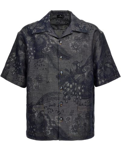 Etro Jacquard Shirt Camicie Blu - Grigio