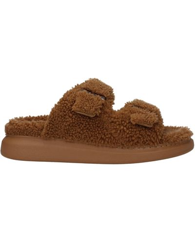 Alexander McQueen Slippers And Clogs Fur Tobacco - Brown