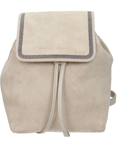 Brunello Cucinelli Backpacks And Bumbags Suede - White