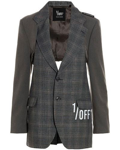 1/OFF Cut Out Vest Blazer And Suits - Black