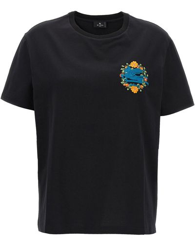 Etro Logo Embroidery T Shirt Nero