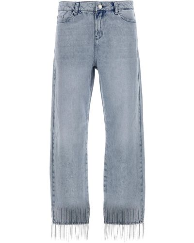 Karl Lagerfeld Rhinestone Fringed Jeans Blu