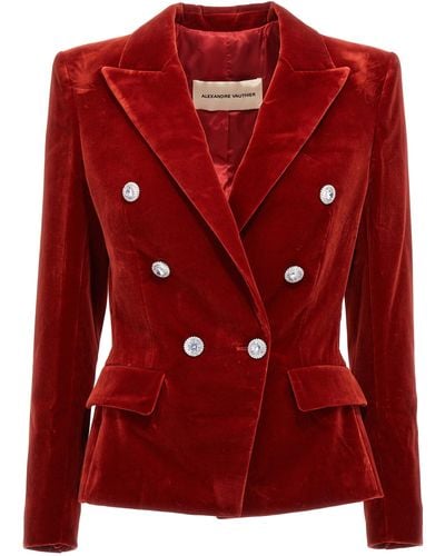 Alexandre Vauthier Double Breast Velvet Blazer Jacket Jackets - Red