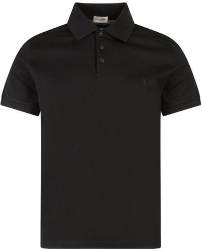 Saint Laurent Piqué Organic Cotton Polo Shirt - Black