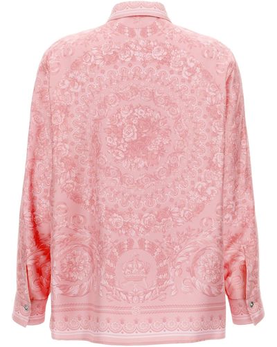 Versace Camicia in seta a stampa Barocco - Rosa