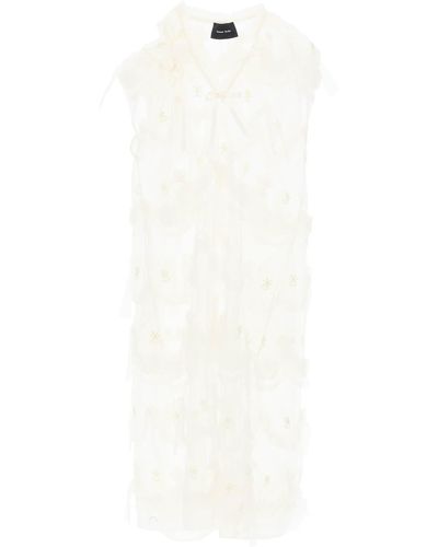 Simone Rocha Semitransparent Embroidered Tulle Midi - White