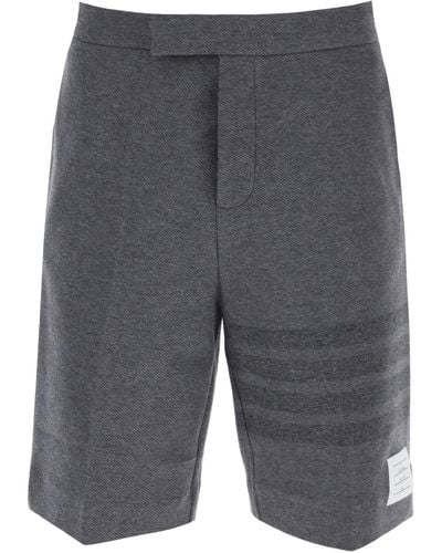 Thom Browne Shorts With 4 Bar Motif - Grey