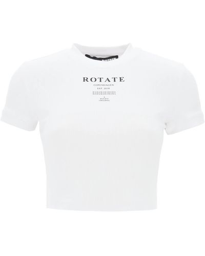 ROTATE BIRGER CHRISTENSEN "Cropped Ribbed T-Shirt - White
