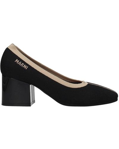 Marni Court Shoes Fabric Beige - Black