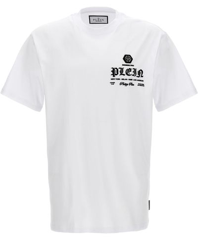 Philipp Plein Rubberized Logo T Shirt Bianco