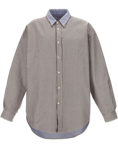 Hed Mayner Pinstripe Oxford Camicie Bianco - Grigio