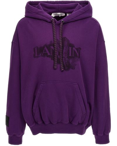 Lanvin Logo Print Hoodie Sweatshirt - Purple