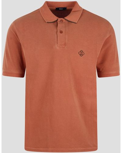 Herno Pigment Dye Pique` Polo Shirt - Orange