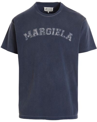 Maison Margiela Logo Print T Shirt Blu