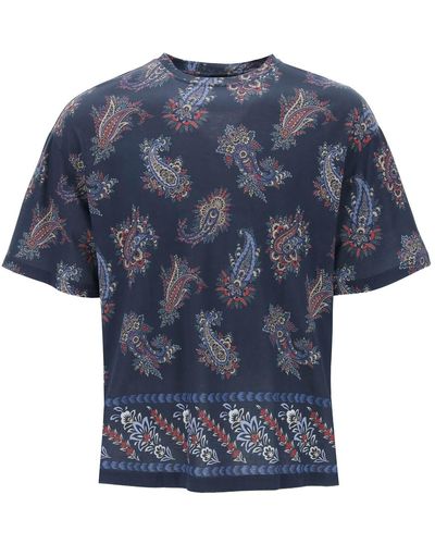 Etro T Shirt Girocollo Con Stampa Paisley - Blu