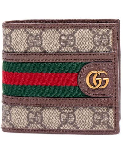 Gucci Gg Supreme Fabric And Leather Wallet With Metal Monogram - Multicolor