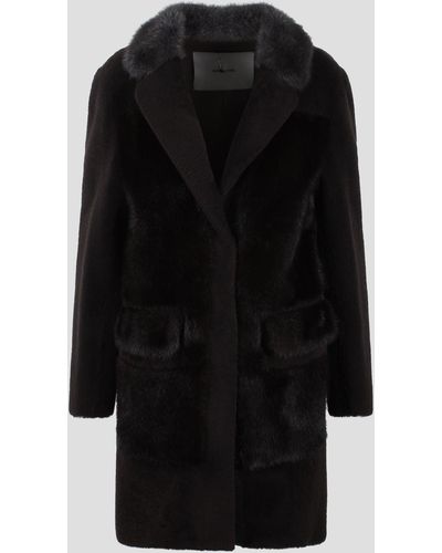 Blancha Merino Felted-visone Coat - Black