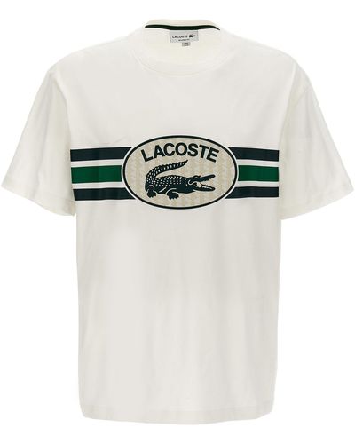 Lacoste Logo Print T Shirt Bianco