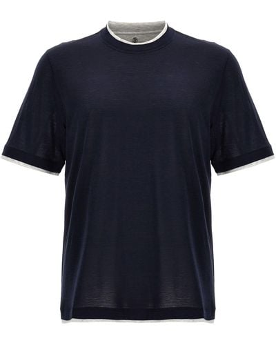 Brunello Cucinelli Layered T Shirt Blu