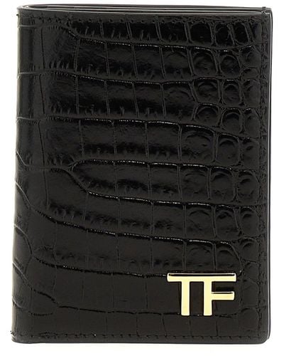 Tom Ford Logo Card Holder Wallets, Card Holders - Black