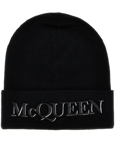 Alexander McQueen Logo Embroidered Beanie Cappelli Nero