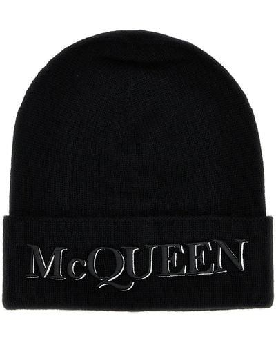 Alexander McQueen Logo Embroidered Beanie Hats - Black