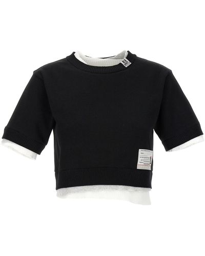 Maison Mihara Yasuhiro Cropped Sweater With Contrasting Inserts Maglioni Bianco/Nero