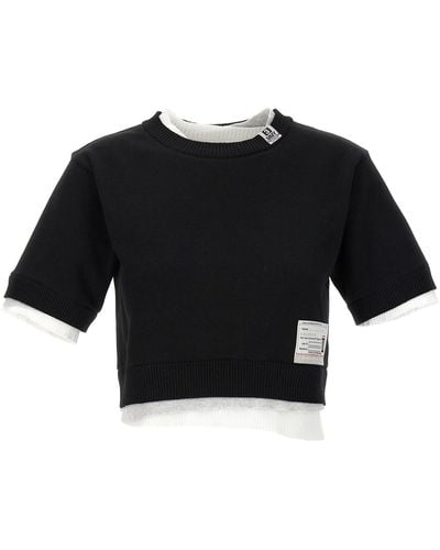 Maison Mihara Yasuhiro Contrast Insert Cropped Sweater - Black