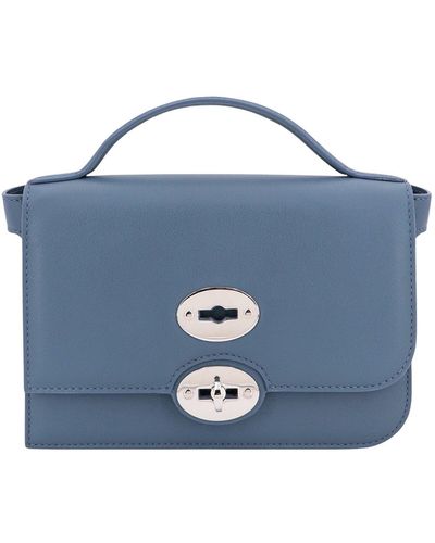Zanellato Leather Handbag With Back Engraved Logo - Blue