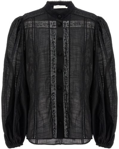 Zimmermann Halliday Lace Trim Shirt, Blouse - Black
