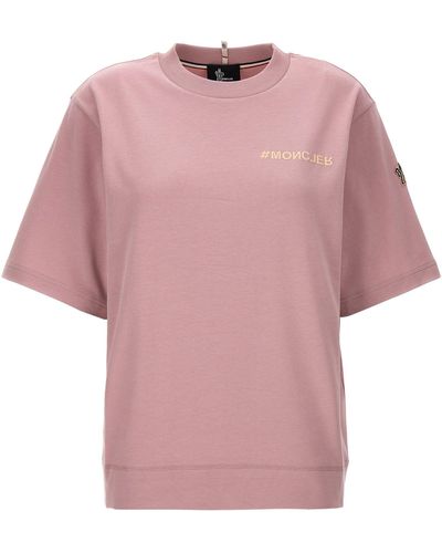 3 MONCLER GRENOBLE Logo Print T Shirt Rosa