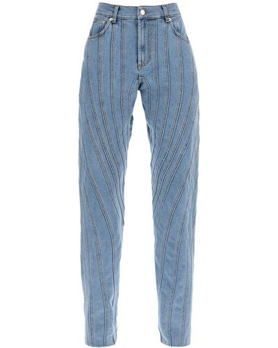Mugler Jeans Baggy A Spirale - Blu