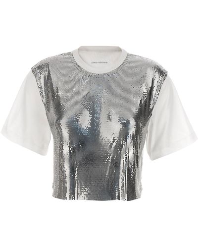 Rabanne Metal Mesh T Shirt Silver - Grigio