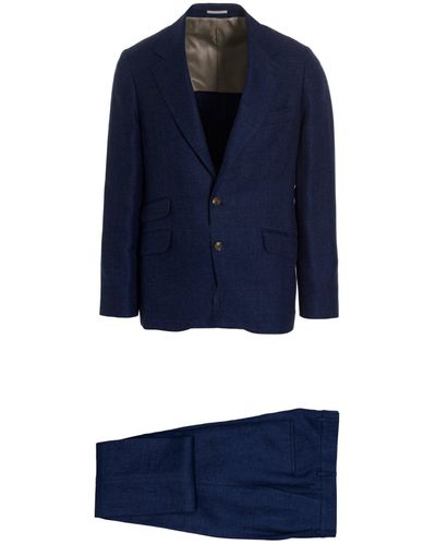 Brunello Cucinelli Linen Blend Suit Completi - Blue