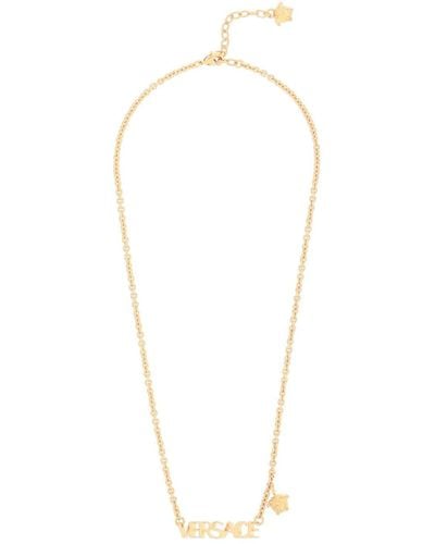 Versace Lettering Logo Necklace - White