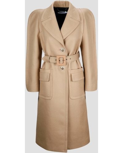Givenchy Camel Belted Wool-blend Coat - Natural