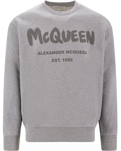 Alexander McQueen Printed Cotton Sweatshirt - Grey