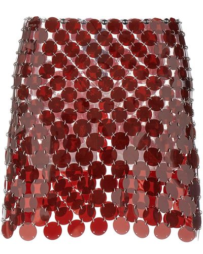 Rabanne Plastic Sequin Skirt Gonne Bordeaux - Rosso