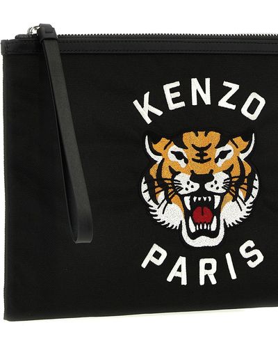 KENZO Logo Embroidery Bag Clutch Nero