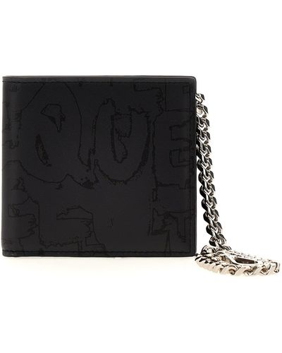 Alexander McQueen Graffiti Wallets, Card Holders - Black