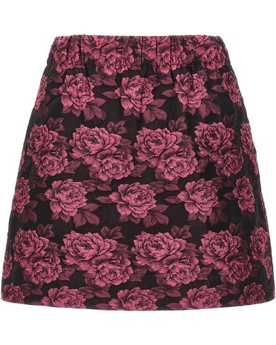 Ganni Floral Jacquard Skirt Gonne Fucsia - Rosso