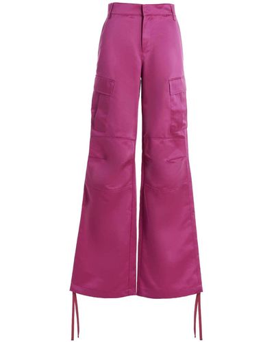 ANDAMANE Satin Cargo Trousers - Pink