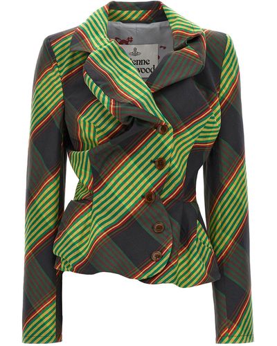 Vivienne Westwood Drunken Tailored Blazer And Suits - Green